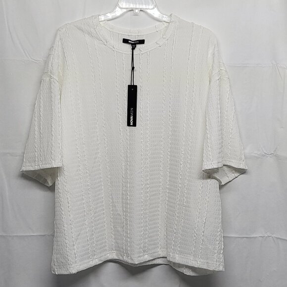 Nova Men T Shirt XXL Samuel Textured Boxy Short Sleeve White NWT - Picture 1 of 13